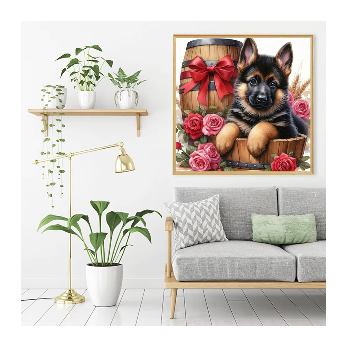 Evershine Diamond Painting Hund und Blumen Motiv als mehrfarbige Stickerei zur Wandmontage - Bild 3