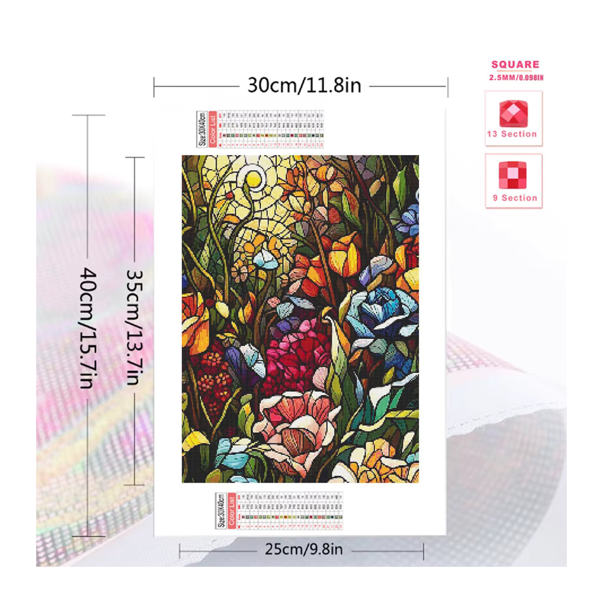 Evershine DIY 5D Diamantmalerei Bunte Blumen Landschaft als Kreuzstich Mosaik in Art Déco Optik und Mehrfarbig - Bild 2
