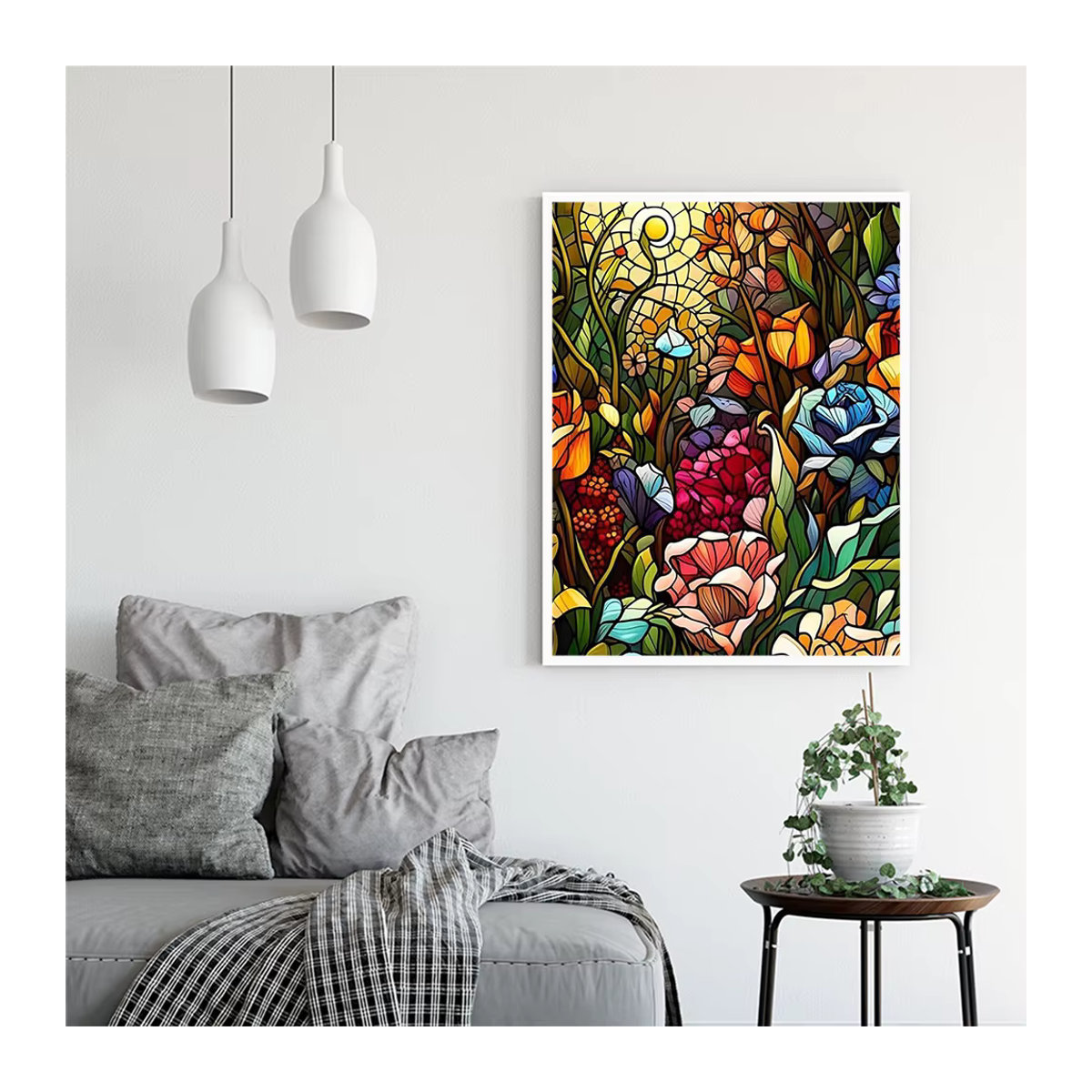Evershine DIY 5D Diamantmalerei Bunte Blumen Landschaft als Kreuzstich Mosaik in Art Déco Optik und Mehrfarbig - Bild 3