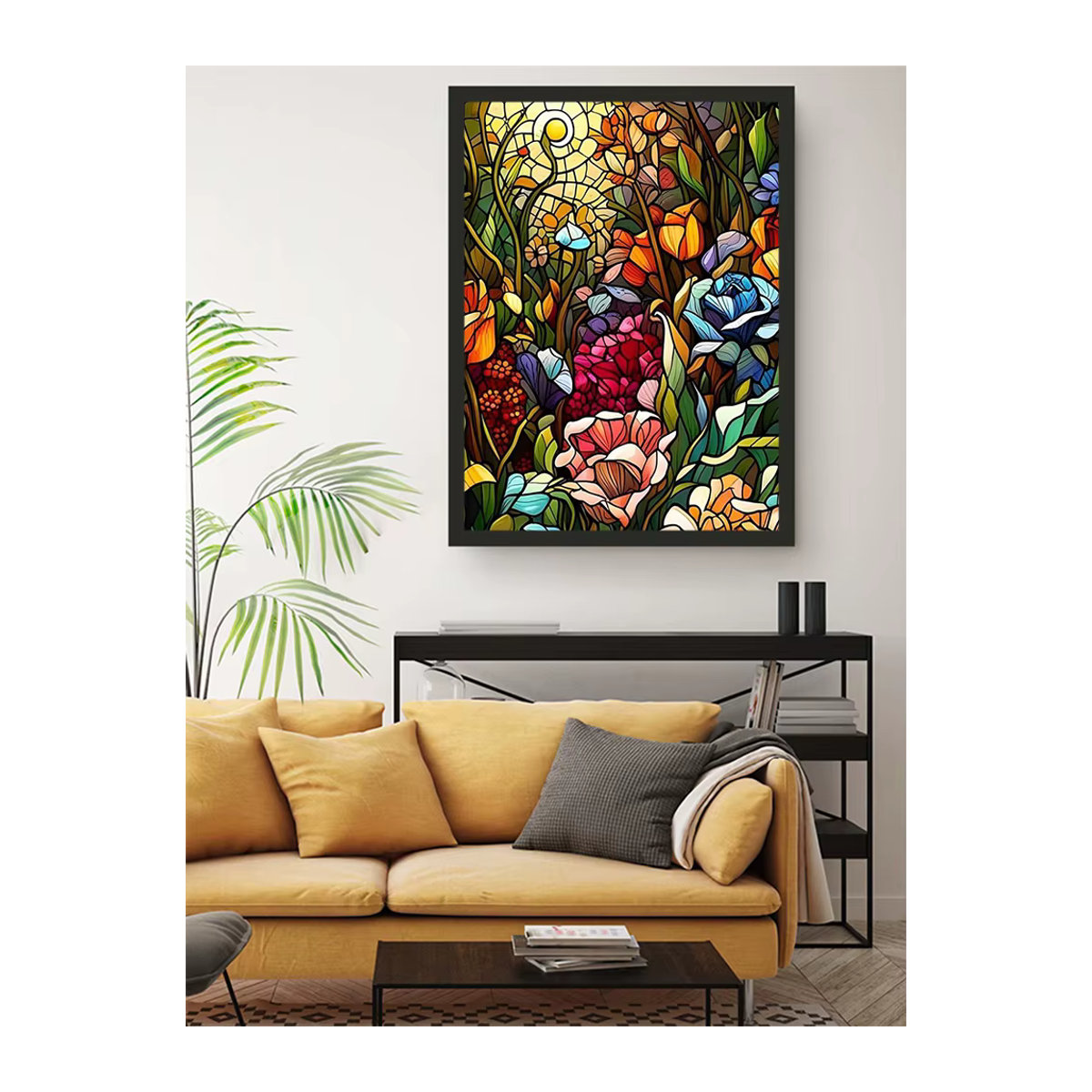 Evershine DIY 5D Diamantmalerei Bunte Blumen Landschaft als Kreuzstich Mosaik in Art Déco Optik und Mehrfarbig - Bild 4