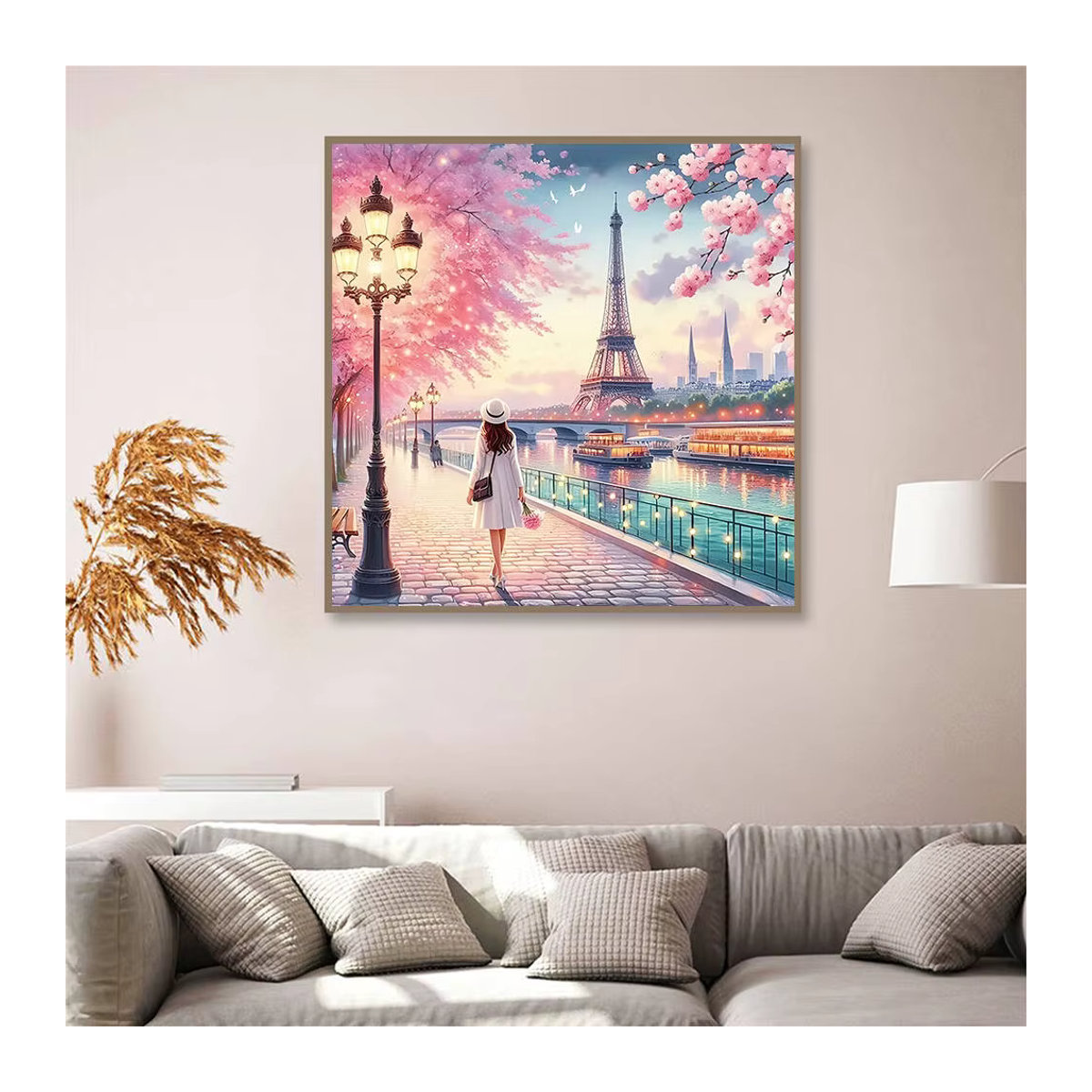 Evershine DIY Diamant Malerei Eiffelturm Landschaft als Rundes Mosaik Set in Mehrfarbig für Wandmontage - Bild 3