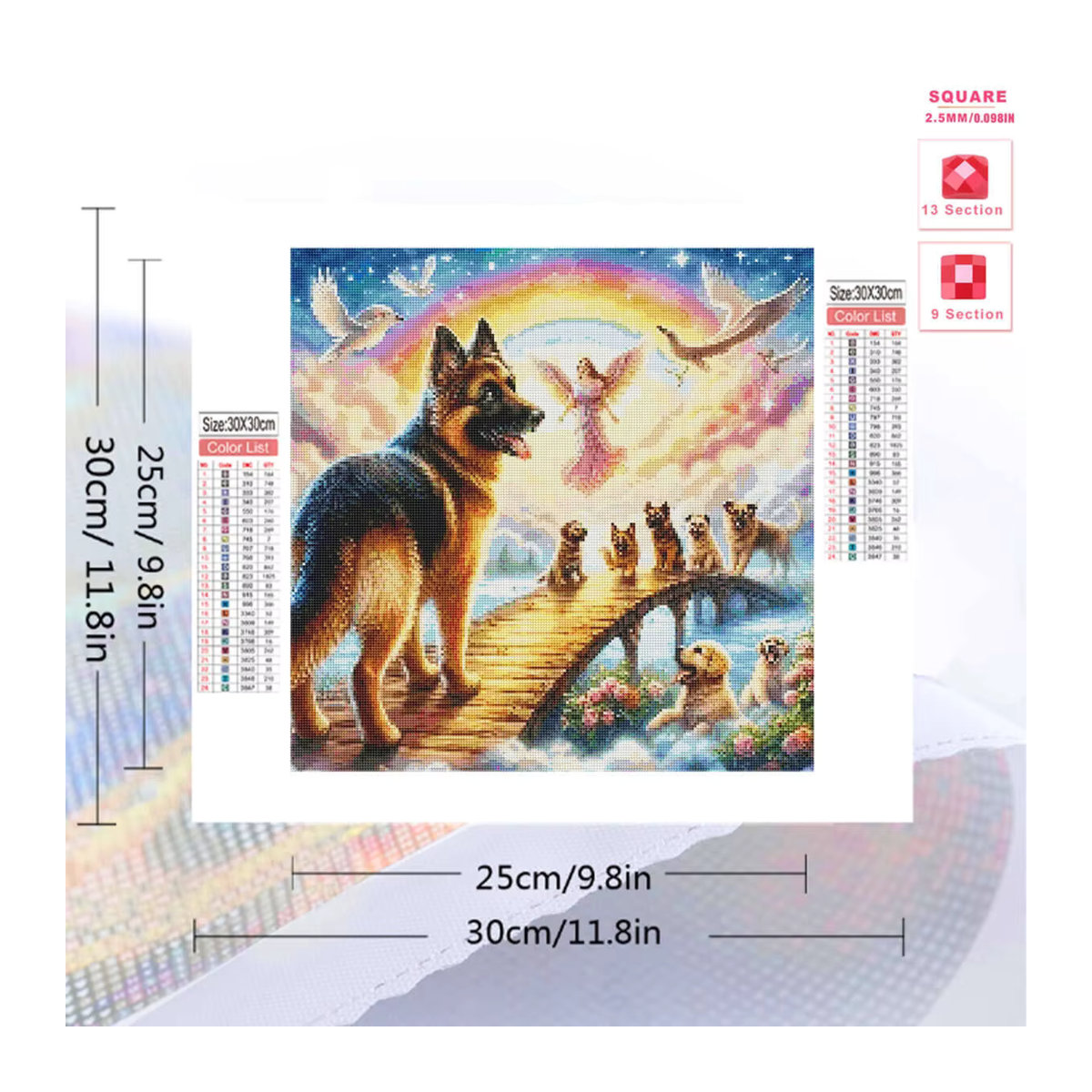 Evershine DIY Diamond Painting Set Hund mit Regenbogen Landschaft und Brücke in Multicolor, Full Round Steine - Bild 2