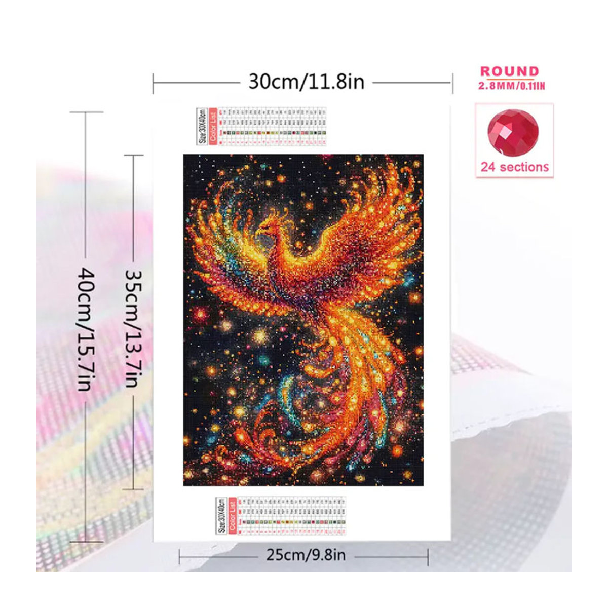 EverShine Tier-Diamant-Gemälde Phoenix-Kreuzstich-Set als mehrfarbiges Strass-Mosaik zur Heimdekoration - Bild 2