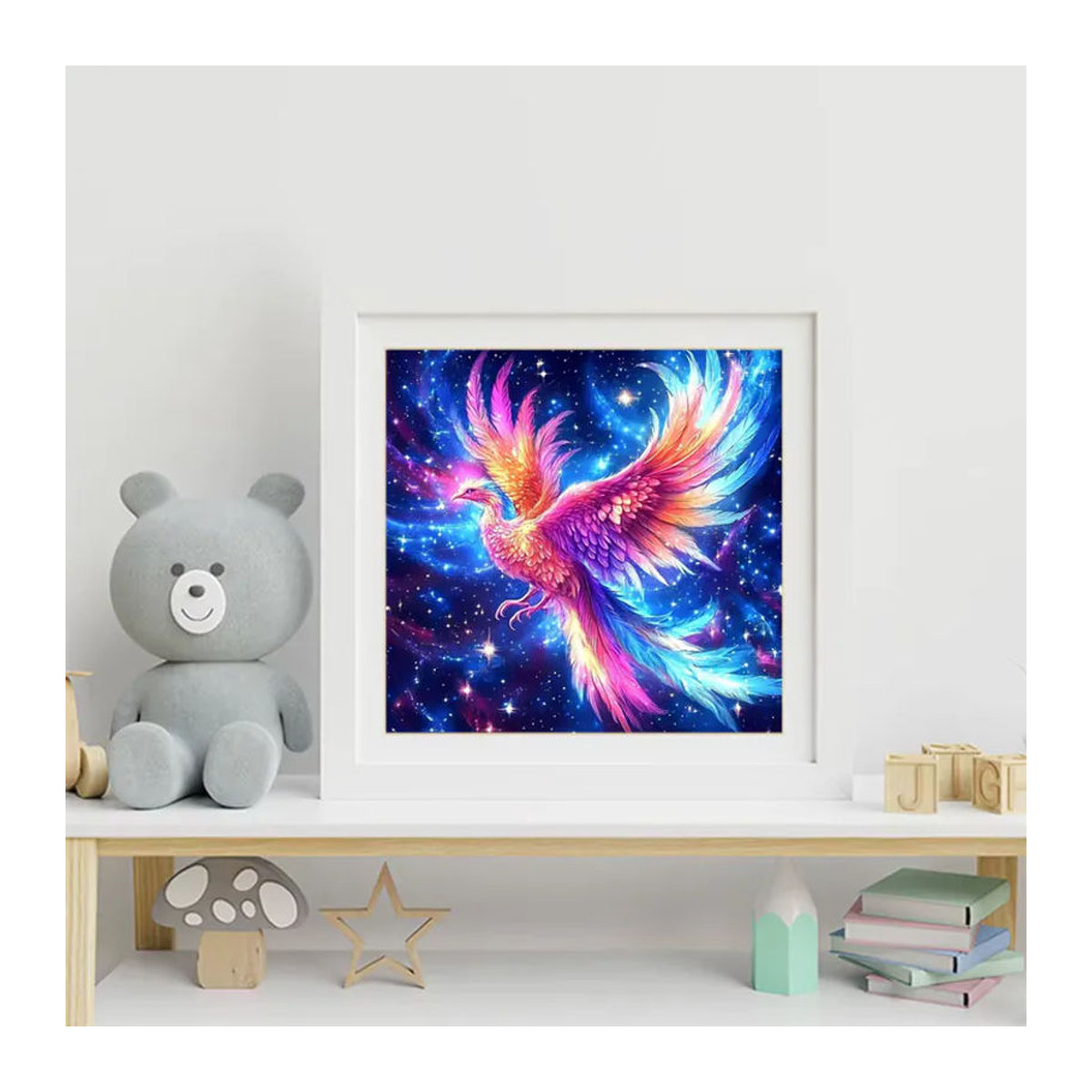 EverShine Voll-Diamant-Mosaik Phönix-Gemälde als Bastelset mit mehrfarbigen Rund-Strass-Diamanten zur Heimdekoration - Bild 3