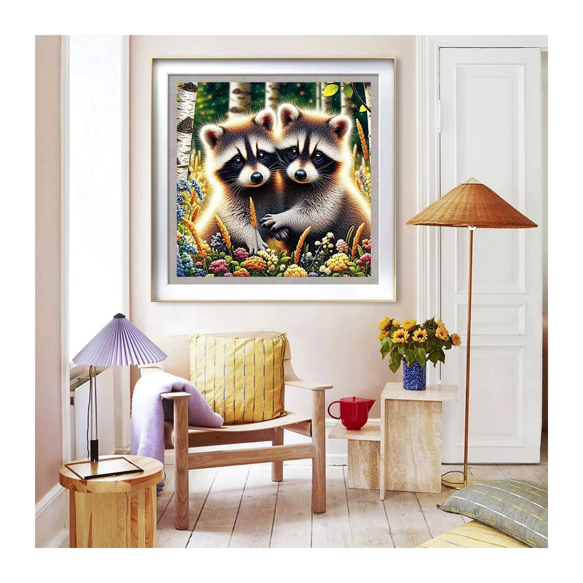 Evershine Waschbär Diamant Mosaik DIY Set mit Strass Steinen für Cartoon Malerei und Home Dekoration B/H: 20 x 20 cm - Bild 3