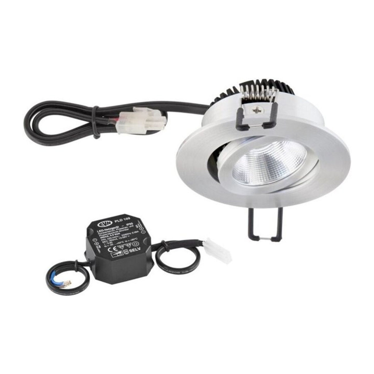 EVN LED-Einbaustrahler PC20N61402 in Aluminium und Glas, Warmweiß, 6W - Bild 1