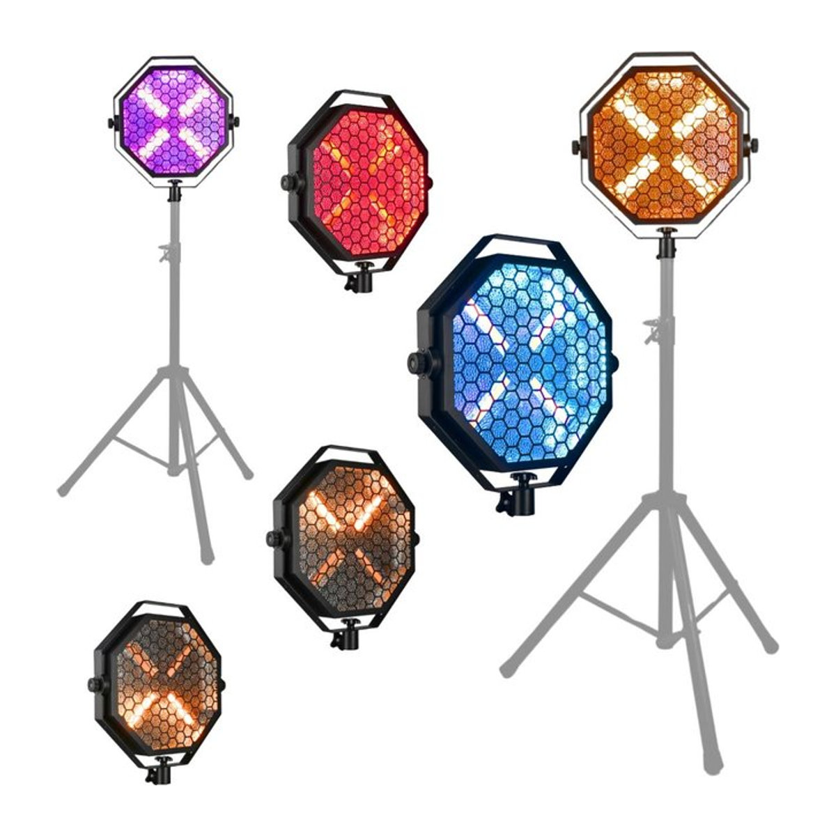 Evolights Lumeno X Reflektor Vintage Bühnenbeleuchtung mit warmweißem LED-Hintergrundeffekt und integrierten RGB LEDs in Retro-Design - Bild 1