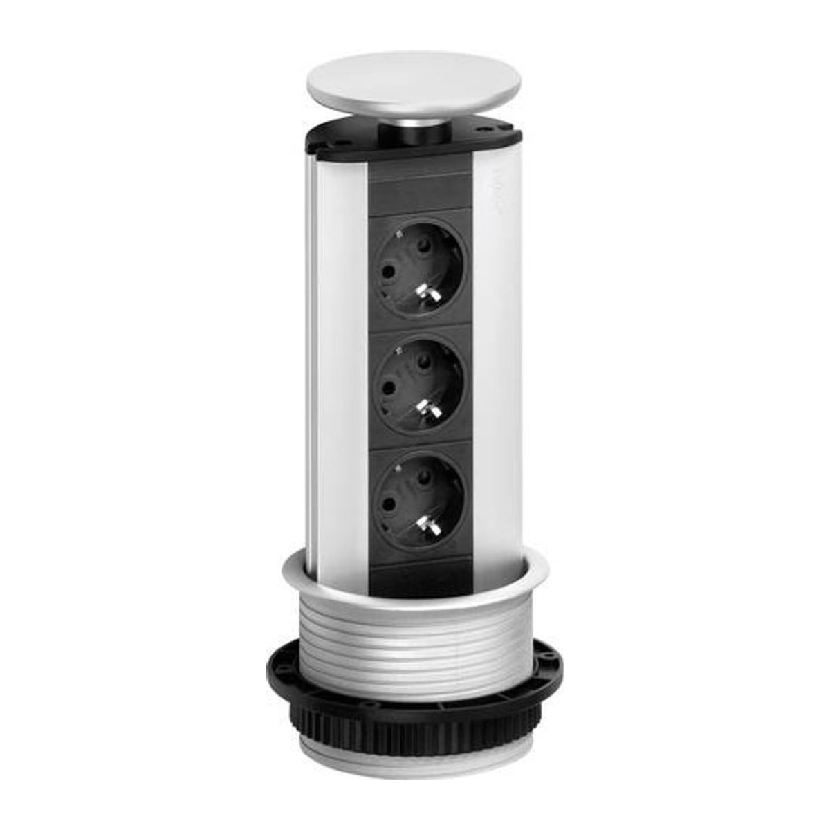 EVOline Steckdosenturm 3fach Schwarz Silber Minimalistisch - Bild 1