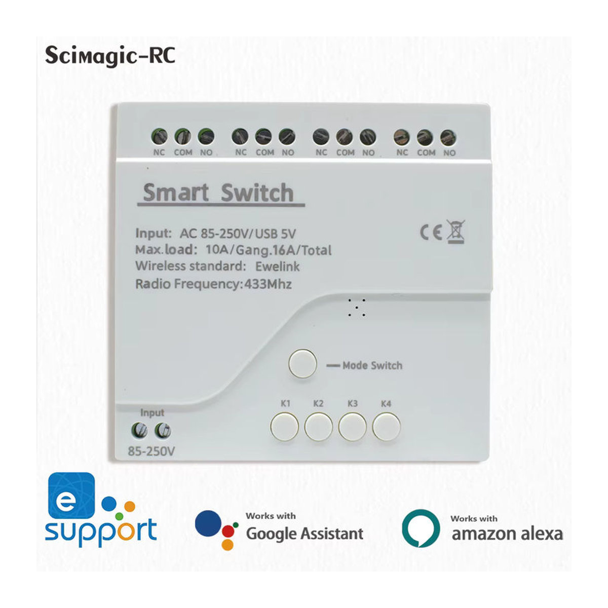 eWeLink Smart Wifi Switch Modul 4 Kanäle Relais in Weiß für Alexa und Google Home - Bild 7