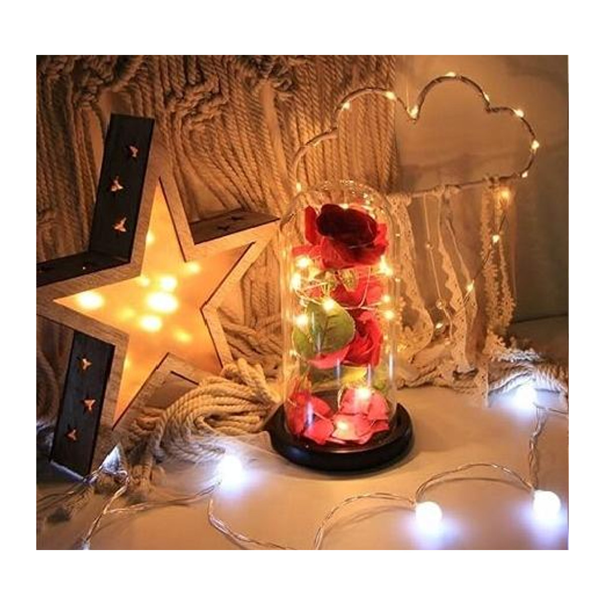 Ewige Rose im Glas mit integrierter LED-Beleuchtung für USB oder Batterie - Bild 2