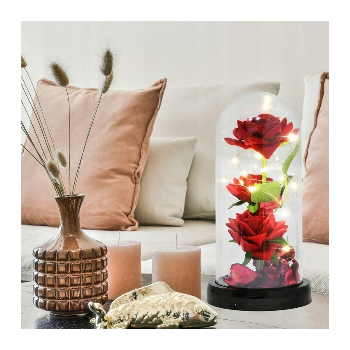 Ewige Rose im Glas mit integrierter LED-Beleuchtung für USB oder Batterie - Bild 3