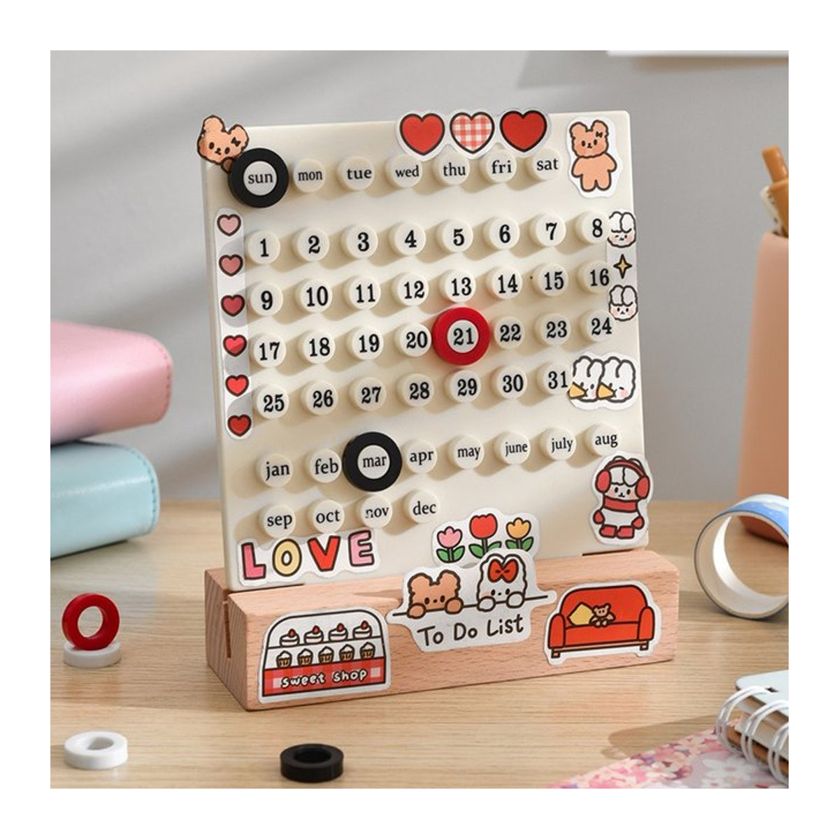 Ewiger Kalender aus Acryl in Weiß als DIY Schreibtisch-Ornament und Desktop-Countdown zur Erinnerung - Bild 1
