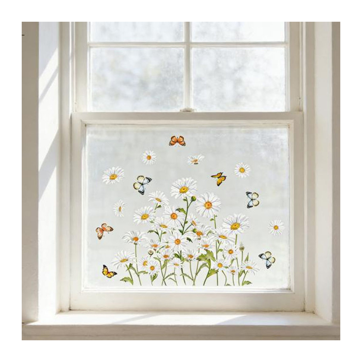 Exquisite life Fensteraufkleber mit floralem Design und Schmetterlingen, doppelseitig bedruckte Glasaufkleber für Frühling und Sommer, mehrfarbig, B/H: 30 x 40 cm - Bild 4
