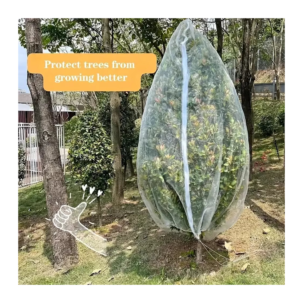 Extra dickes Gartennetz aus PE-Material mit Kordelzug und Reißverschluss als Insekten- und Vogelschutz für Obst, Zitrusfrüchte und Blumen - Bild 2