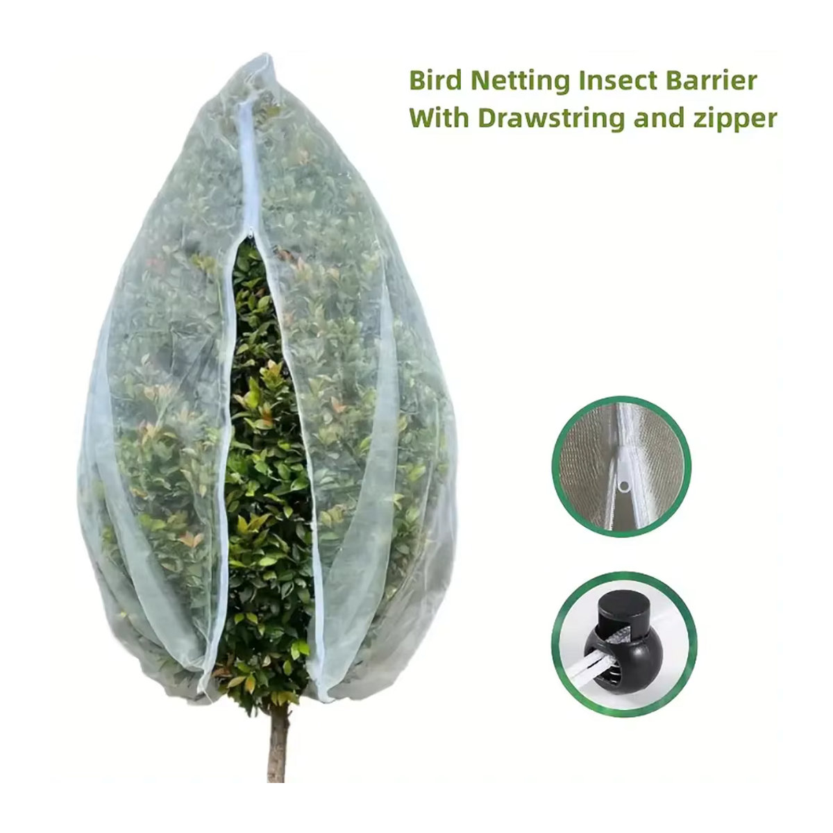 Extra dickes Gartennetz aus PE-Material mit Kordelzug und Reißverschluss als Insekten- und Vogelschutz für Obst, Zitrusfrüchte und Blumen - Bild 3