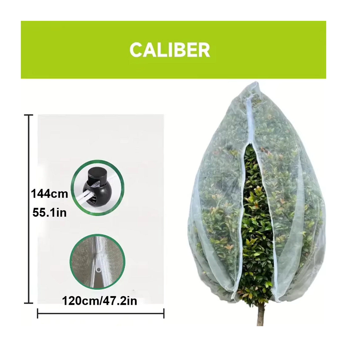 Extra dickes Gartennetz aus PE-Material mit Kordelzug und Reißverschluss als Insekten- und Vogelschutz für Obst, Zitrusfrüchte und Blumen - Bild 6