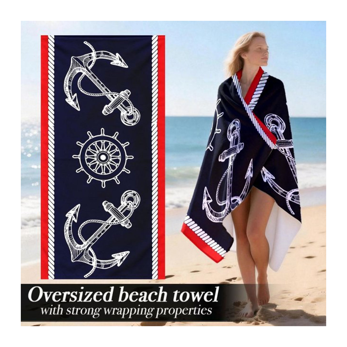 Extragroßes Luxus-Strandtuch aus weicher Mikrofaser in Multicolor, Breite: 40 cm, Höhe: 60 cm - Bild 1