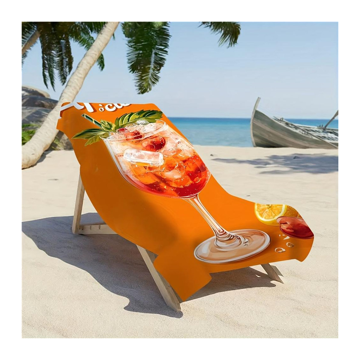 Extragroßes Strandtuch von Ka Chen Muxi mit It’S Aperol Cocktail-Design aus ultraweicher Mikrofaser, Breite: 140 cm, Höhe: 180 cm - Bild 2