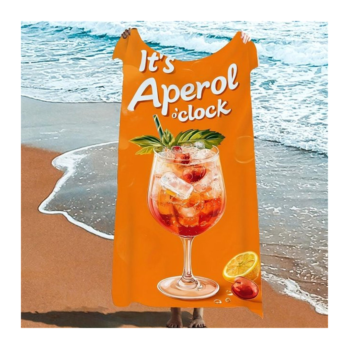 Extragroßes Strandtuch von Ka Chen Muxi mit It’S Aperol Design aus ultraweicher Mikrofaser, Breite: 102 cm, Höhe: 193 cm - Bild 1