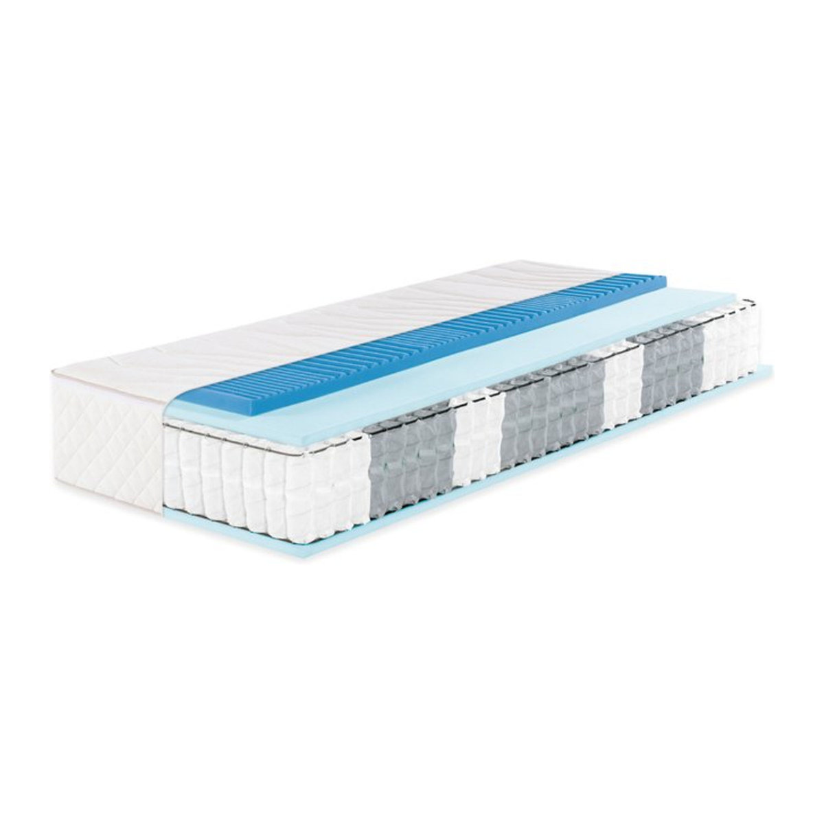 f.a.n. 7-Zonen Boxspring-Matratze mit Thermogel-Auflage und Taschenfederkern, Weiß, B: 90 cm, L: 200 cm, H: 32 cm, Härtegrad H3 - Bild 1