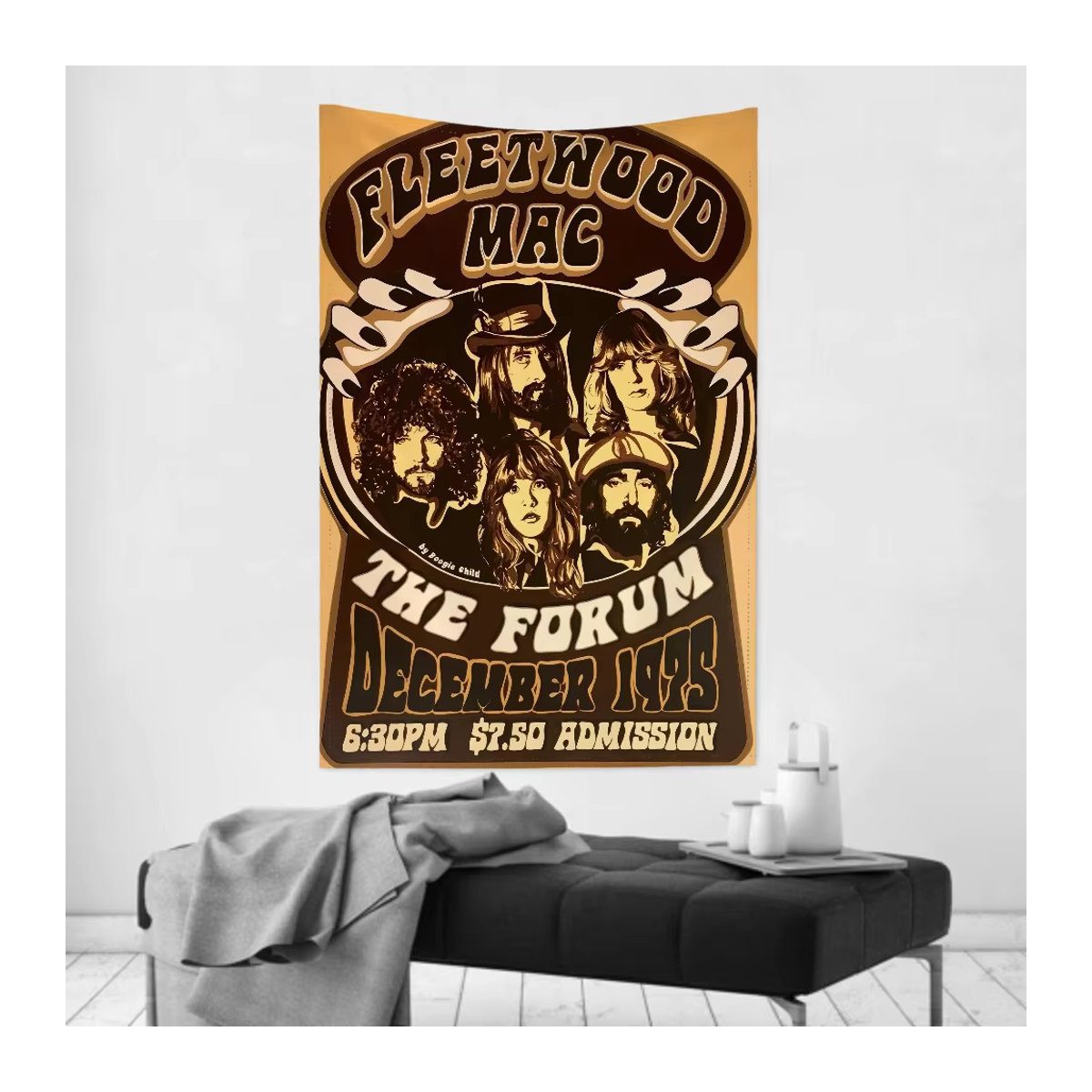 F-Fleetwood Rock Band Wandteppich Vintage Wandtuch in Mehrfarbig, B/H: 70 x 70 cm - Bild 3