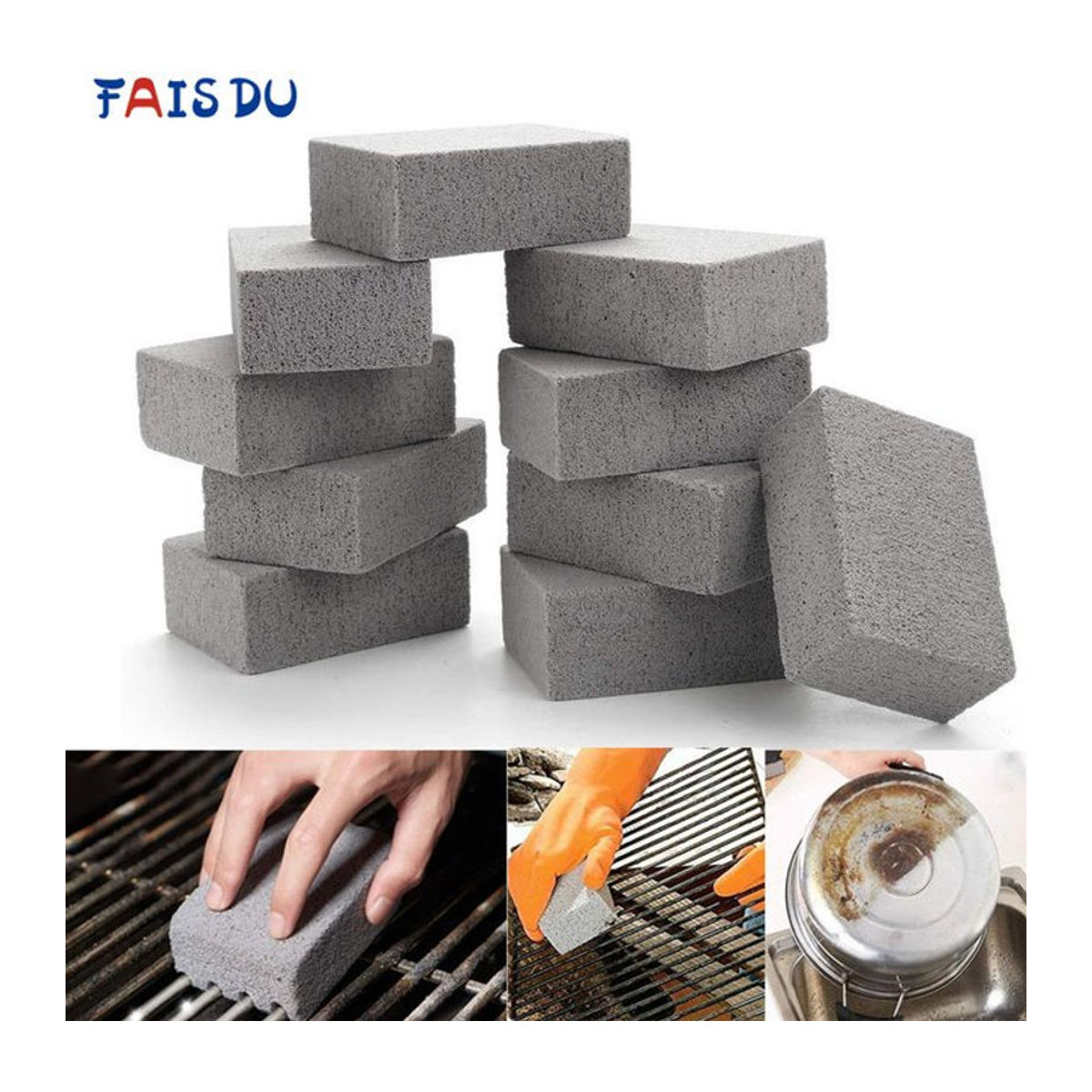 FAIS DU BBQ Grillreiniger Stein Block zur Fett- und Fleckenentfernung für Grillroste und Küchenutensilien - Bild 1