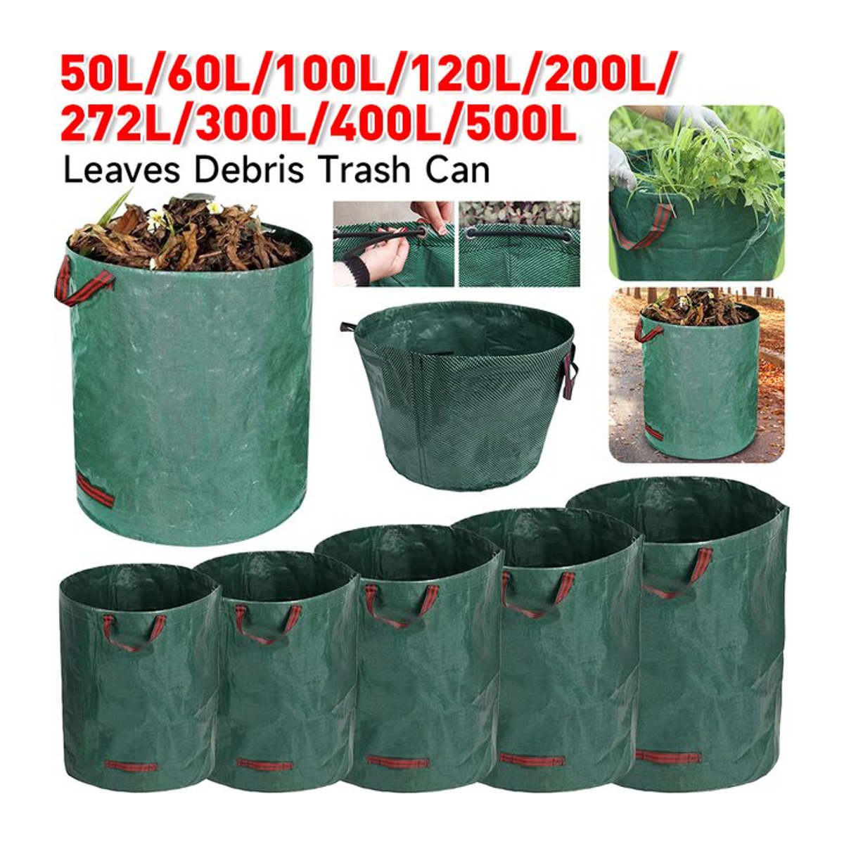 Faltbarer Gartenabfallsack zur Aufbewahrung von Laub und Gartenabfällen mit 50l bis 500l Kapazität - Bild 1
