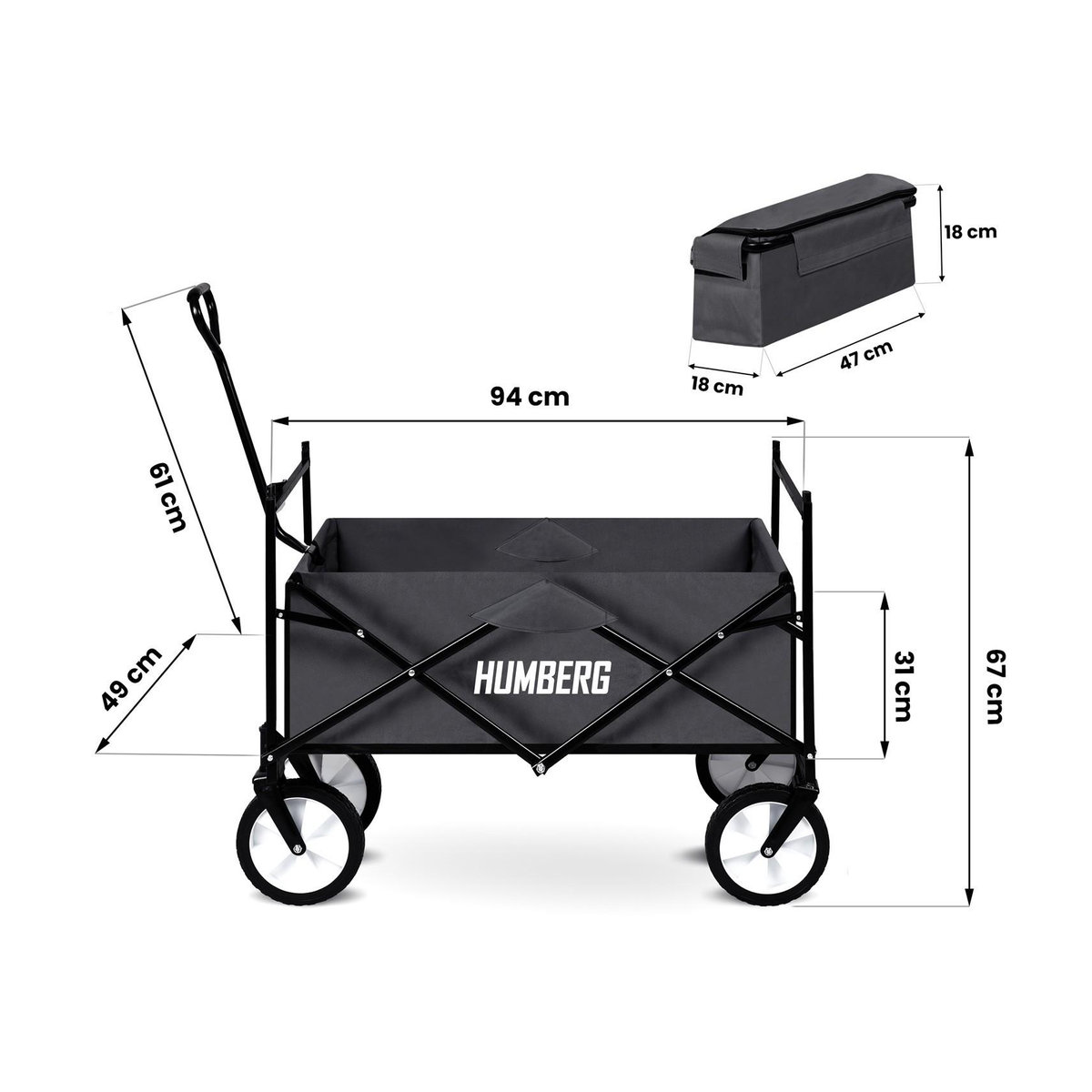 Faltbarer Transportwagen Humberg Hm-514 mit 80l Fassungsvermögen - Bild 4