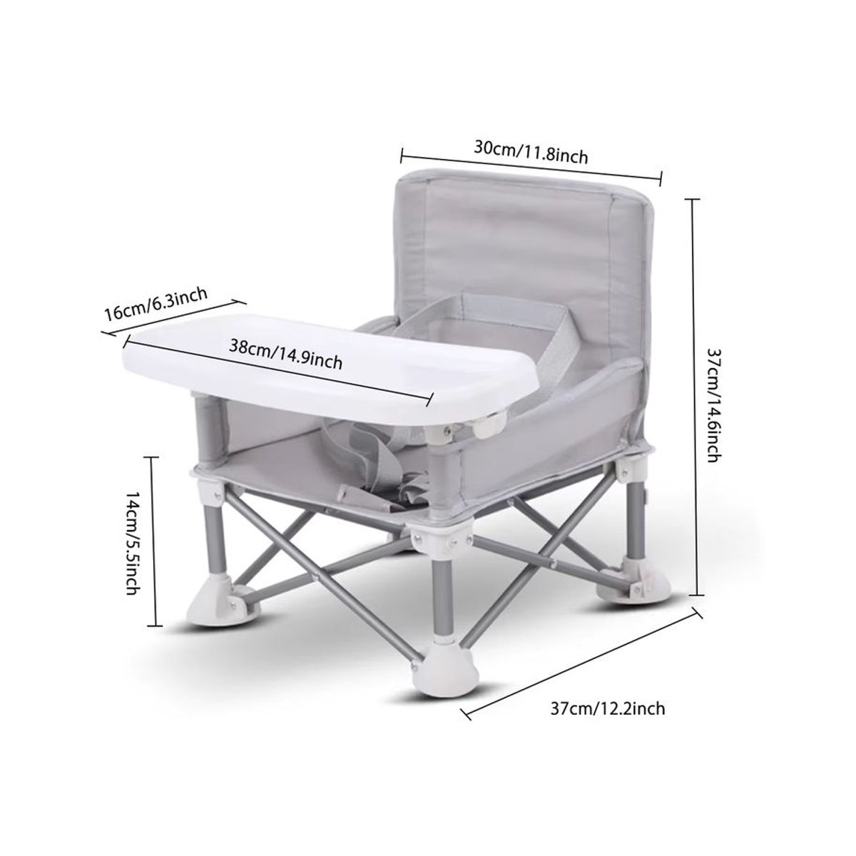Faltbarer und tragbarer Babystuhl aus Aluminiumlegierung mit Sicherheitsgurt für Camping und Picknick in Rosa oder Grau - Bild 2