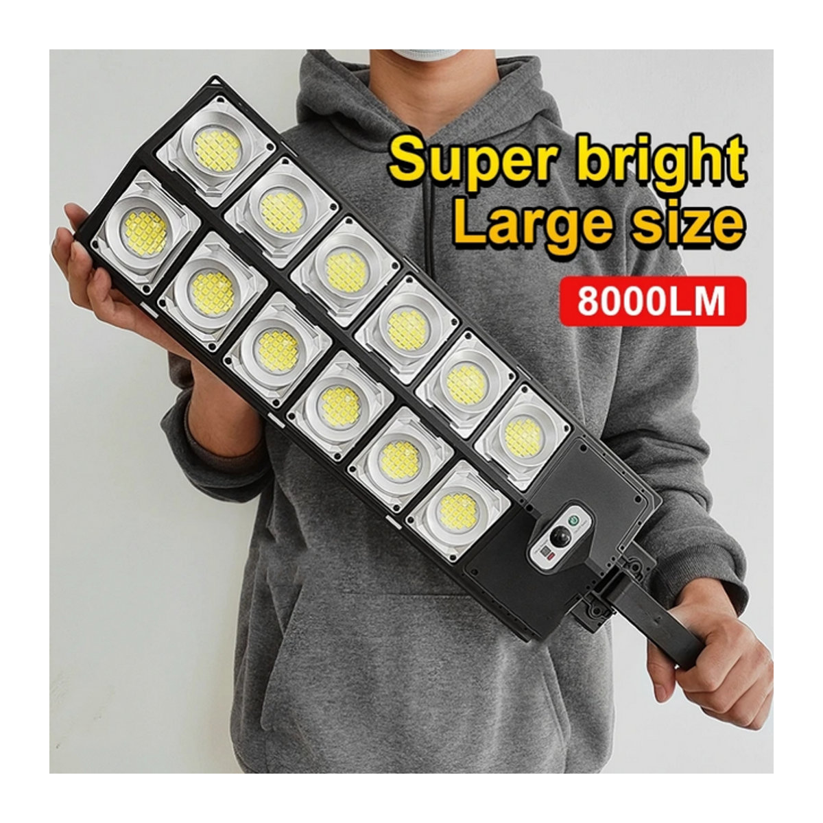 FAMCDC LED Solar Außenstrahler 250 W mit 8000 lm, wasserdichter LED Flutlichter in Schwarz mit Bewegungsmelder und Fernbedienung für Garten und Hof - Bild 1