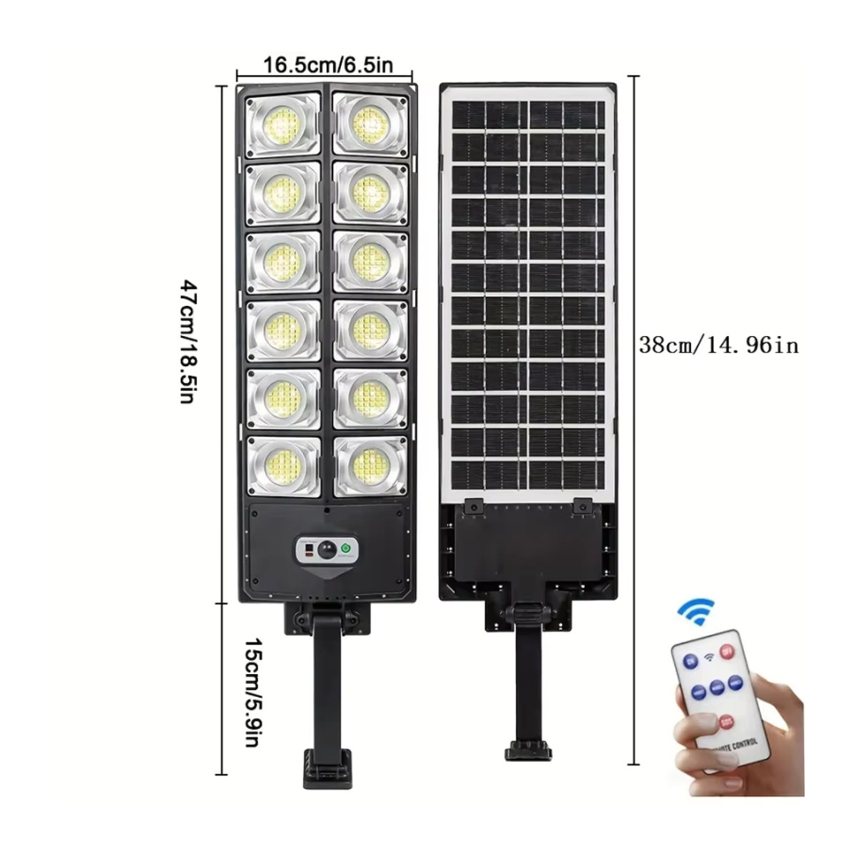 FAMCDC LED Solar Außenstrahler 250 W mit 8000 lm, wasserdichter LED Flutlichter in Schwarz mit Bewegungsmelder und Fernbedienung für Garten und Hof - Bild 2
