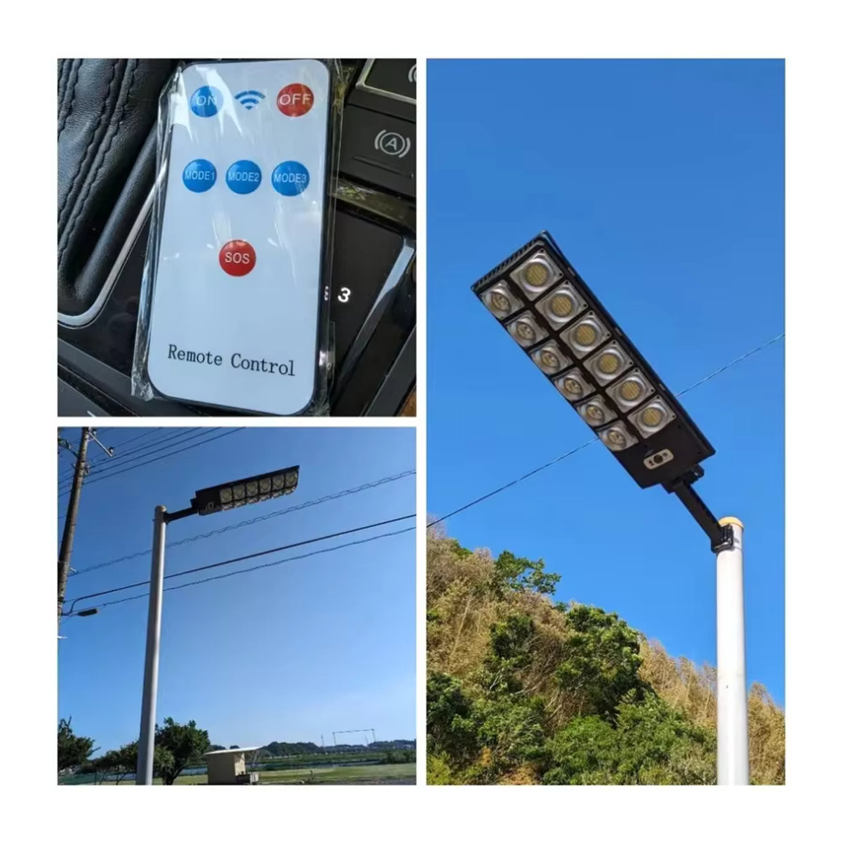 FAMCDC LED Solar Außenstrahler 250 W mit 8000 lm, wasserdichter LED Flutlichter in Schwarz mit Bewegungsmelder und Fernbedienung für Garten und Hof - Bild 3
