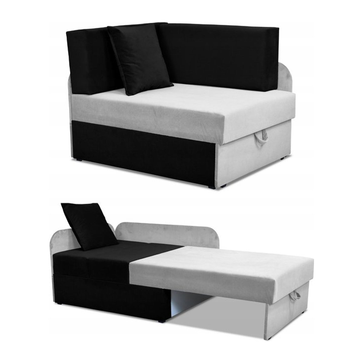 Family Meble Denis Duo Kinder-Ecksofa als ausziehbares Kinderbett mit Container und Matratze aus Massivholz - Bild 1