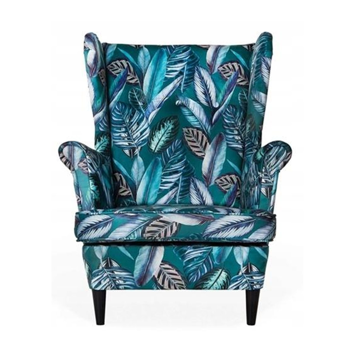 FamilyMeble ARI PRINT Ohrensessel mit Fußstütze im Scandinavian Design mit Blätter-Muster, B/T/H: 84 x 92 x 104 cm - Bild 3