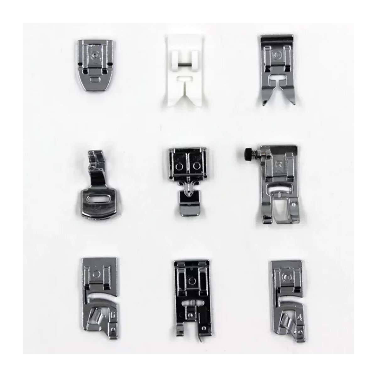 Fanghua Nähmaschinen-Zubehör Set 505a in Silber mit 9 Spezial-Nähfüßen inklusive Kräusel- und Klappfuß - Bild 1
