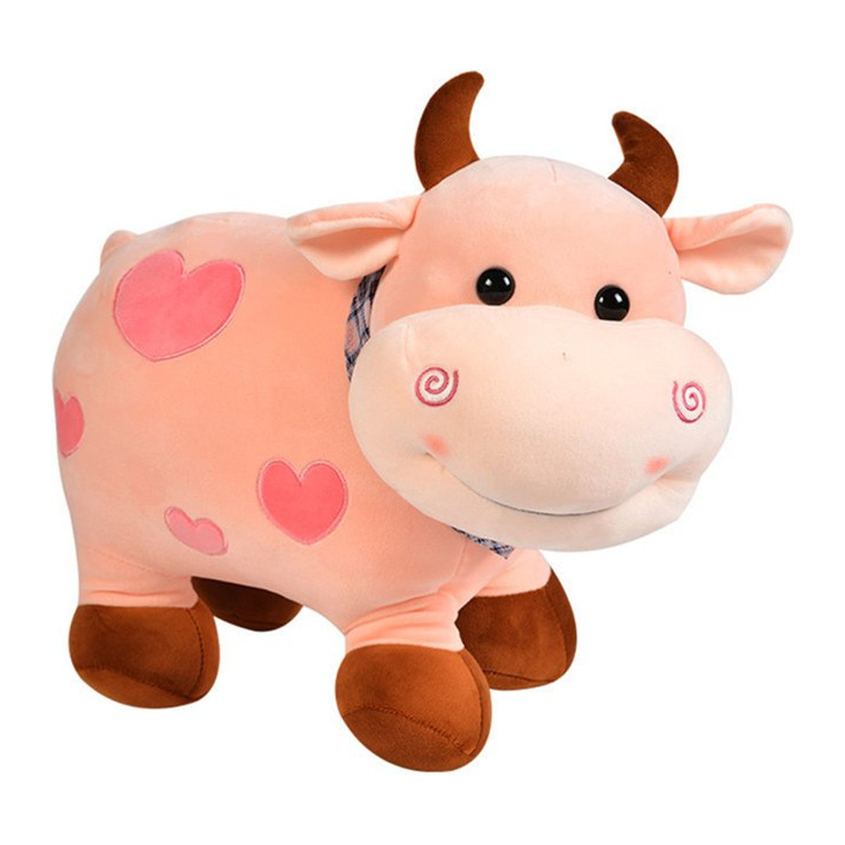 FANLU Kuscheltier Nette Kuh Plüschtier in Weiß und Rosa für Kinder - Bild 1
