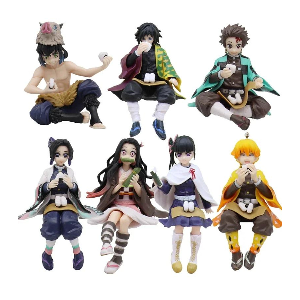 Fashnics Anime Demon Slayer Actionfigur sitzend essend, Multicolor, PVC - Bild 1