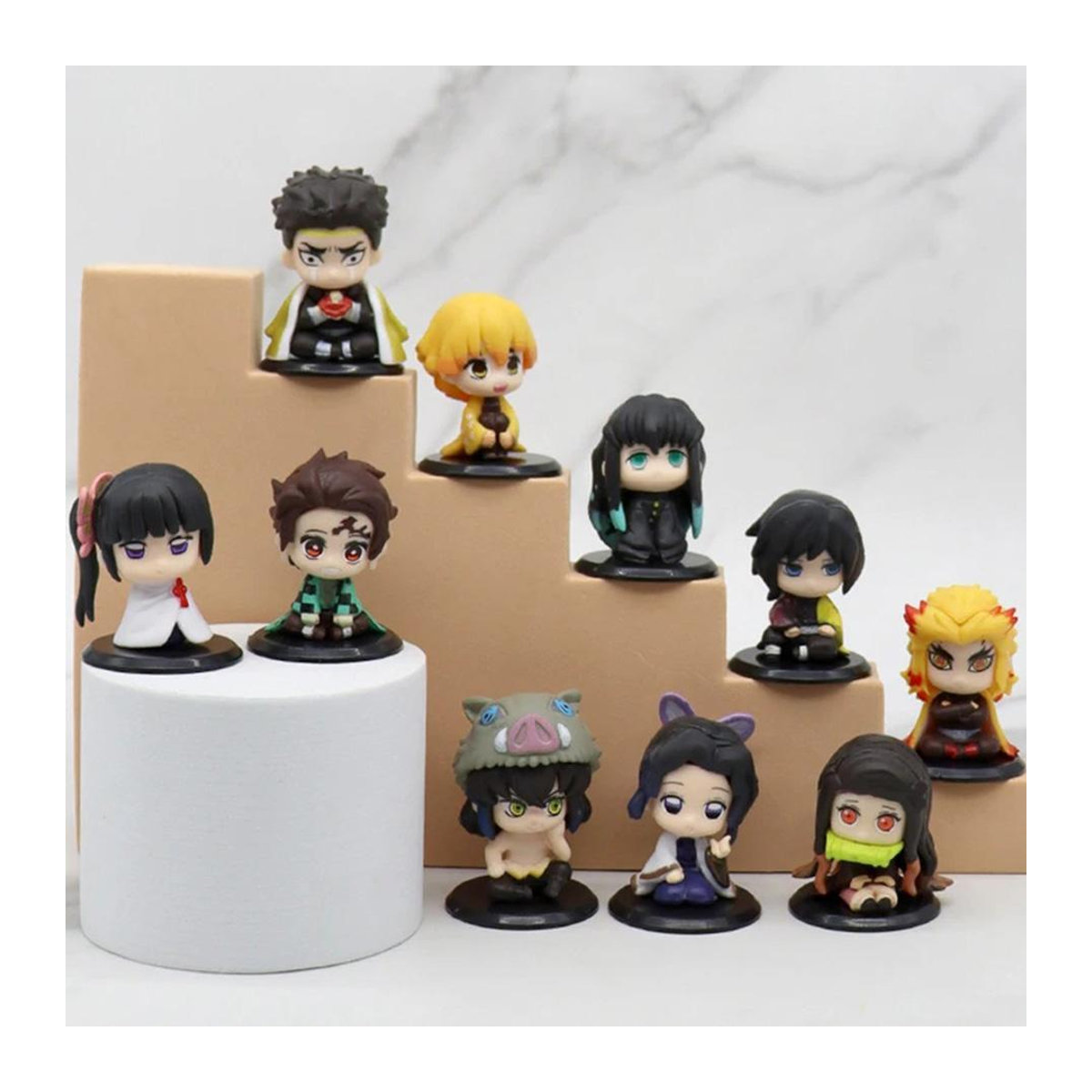 Fashnics Demon Slayer Anime-Figuren Set mit 15 Stück, Mini Nezuko Tanjirou und Hashira Modelle, Multicolor, Höhe: 4,5 cm - Bild 1