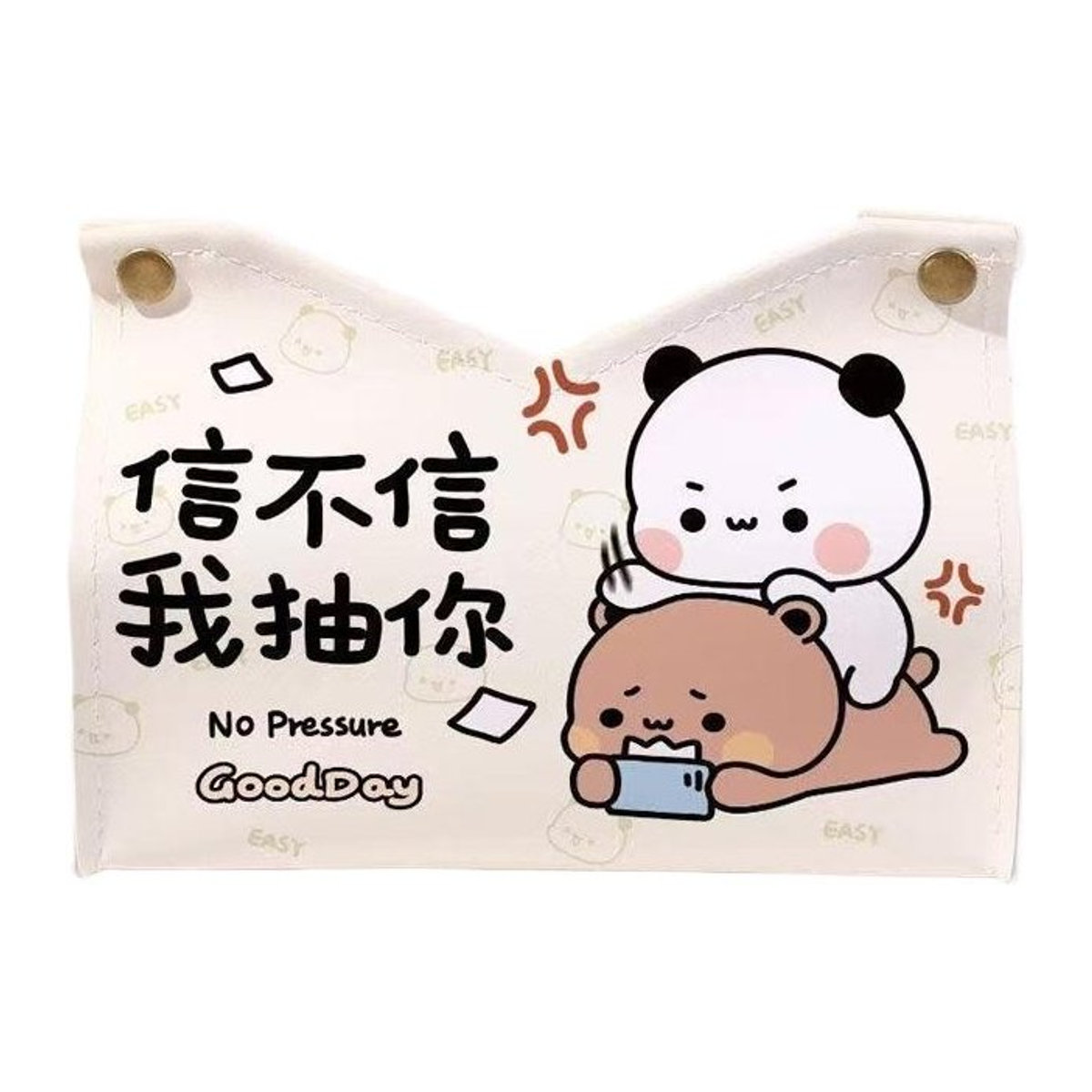 Fashnics Kawaii Bubu Dudu Taschentuchbox aus Leder mit Panda-Tierprint für deinen Schreibtisch - Bild 1