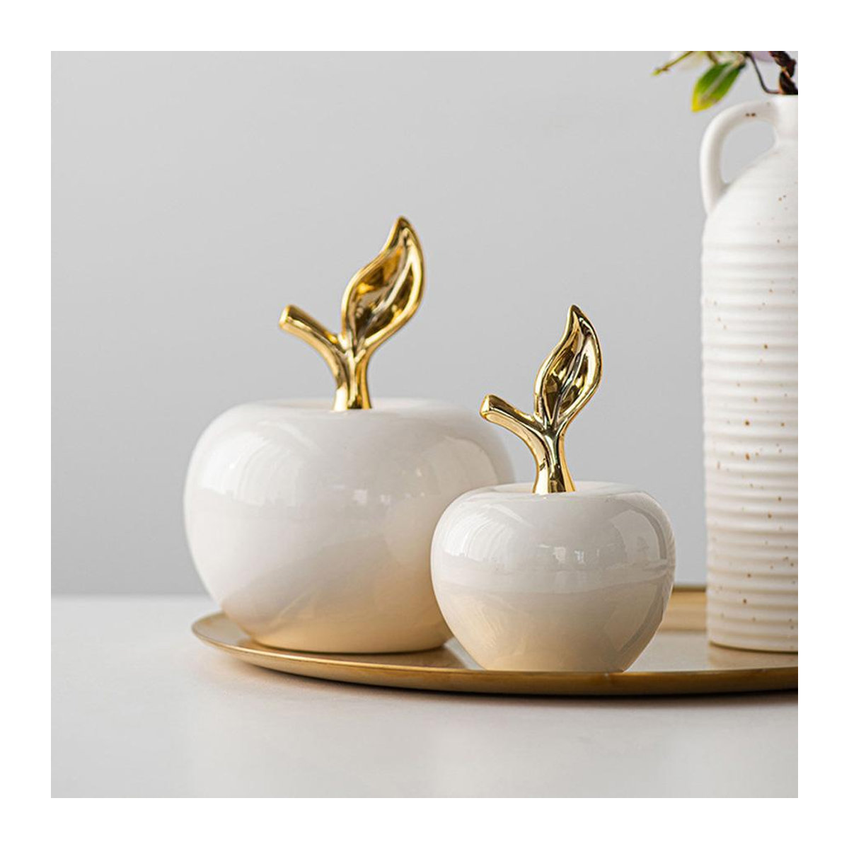 Fashnics Keramik Obst Ornament im klassischen europäischen Stil für Weihnachtsdekoration in Weiß und Schwarz - Bild 2