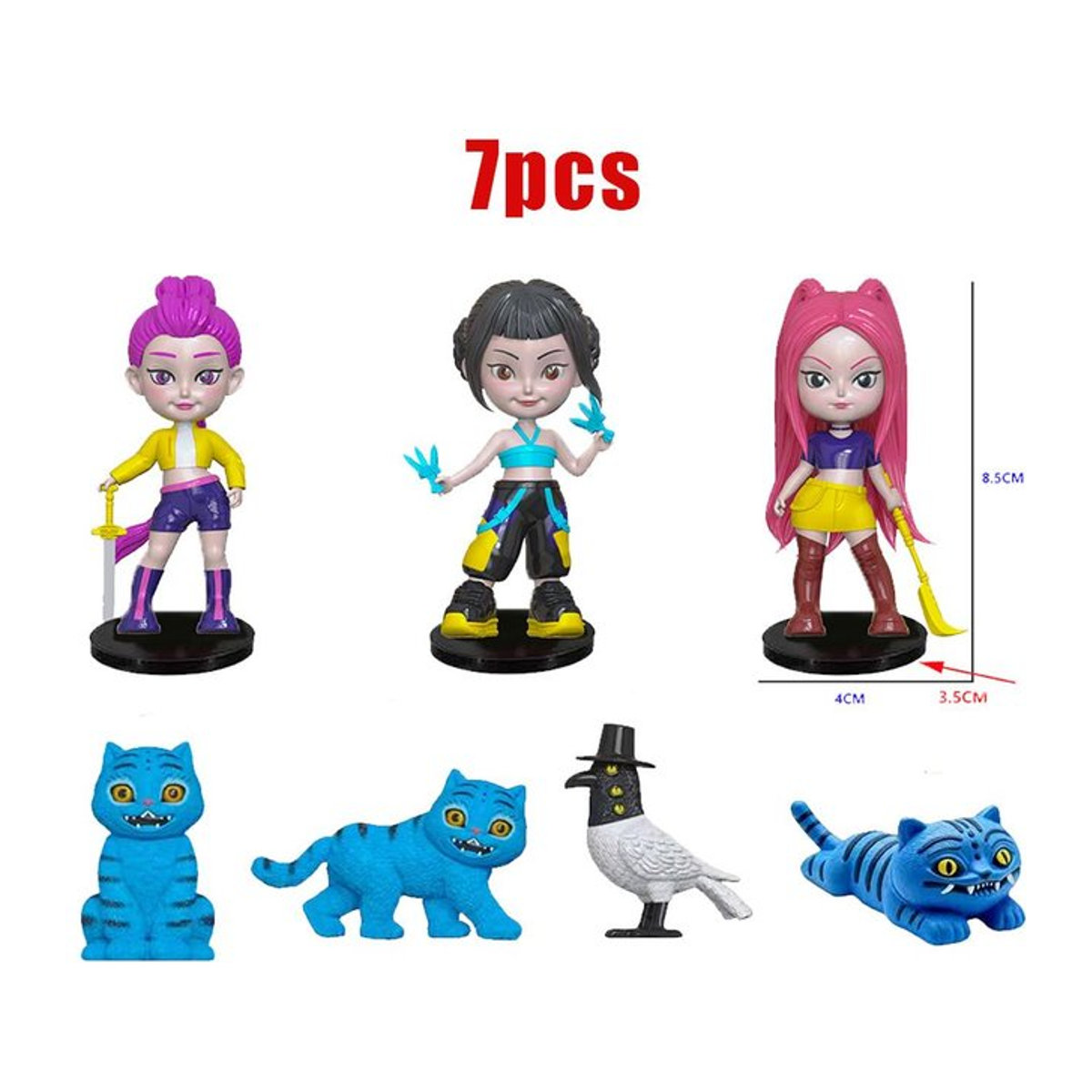 Fashnics Kpop Dämonenjäger Actionfigur Cartoon Kawaii Tiger Rumi Mira Zoey Modell aus PVC in Multicolor als Schreibtisch Dekoration und Spielzeug für Kinder - Bild 1