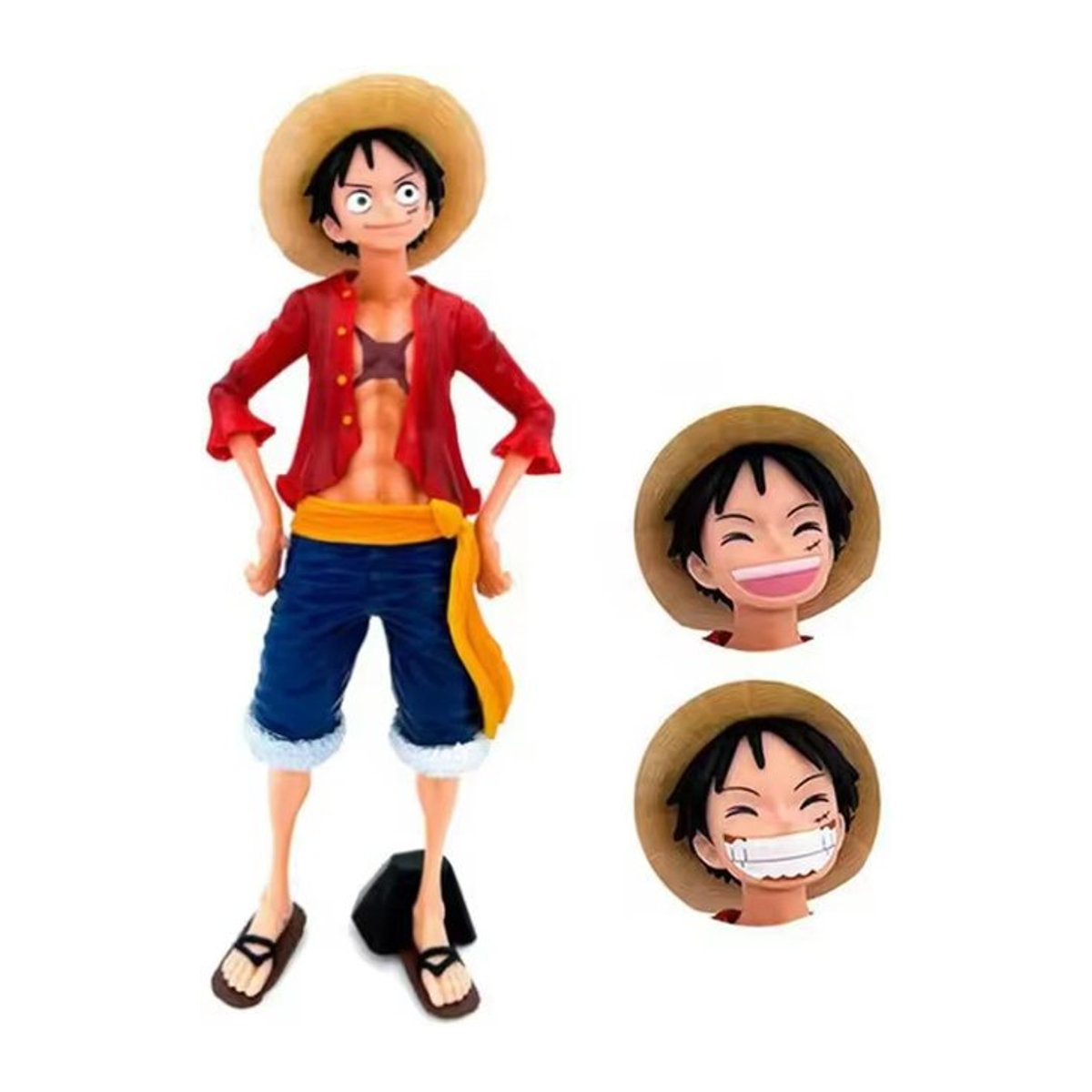 Fashnics One Piece Anime Figur Luffy mit drei wechselbaren Gesichtsausdrücken, Multicolor, Höhe: 28 cm - Bild 1