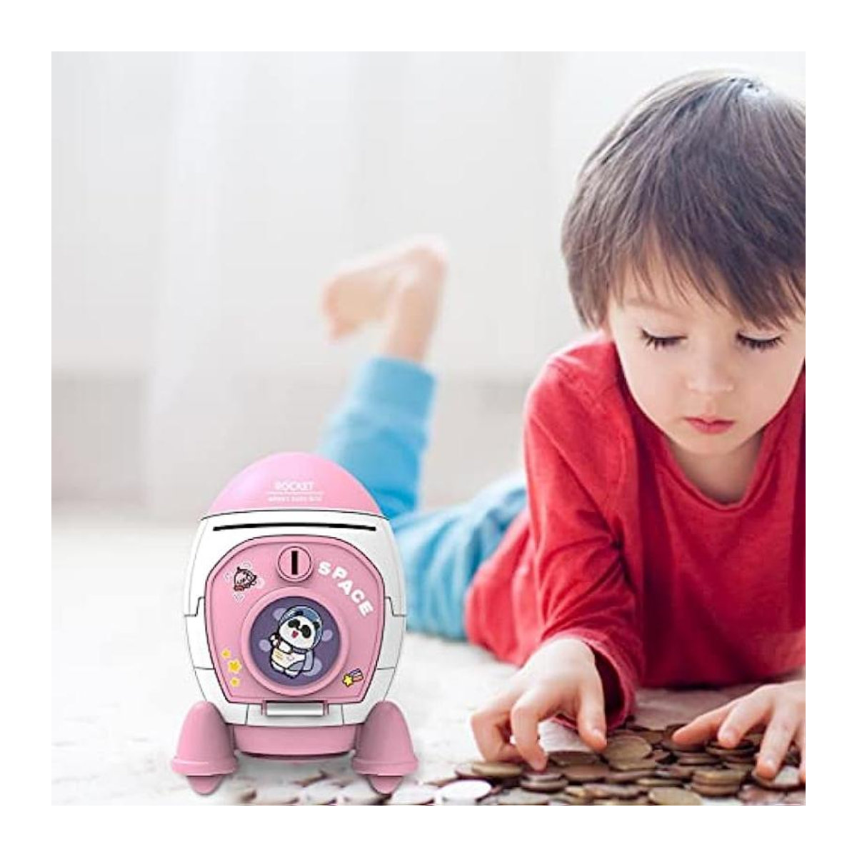 Fashnics Spardose Weltraumrakete für Kinder in Grün - Bild 1