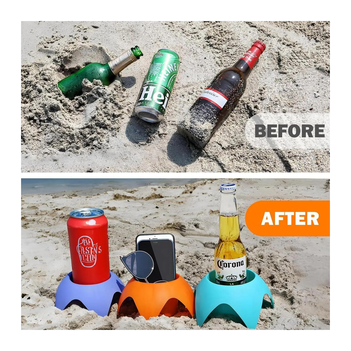 Fashnics Strandbecherhalter und Sand-Untersetzer für Getränke im Urlaub - Bild 2