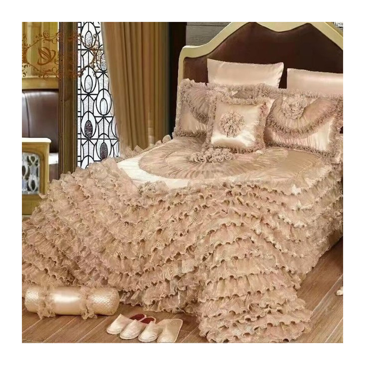 Fat Fairy HOME TEXTILE Bettwäsche-Set mit Jacquard-Spitze in Beige - Bild 1