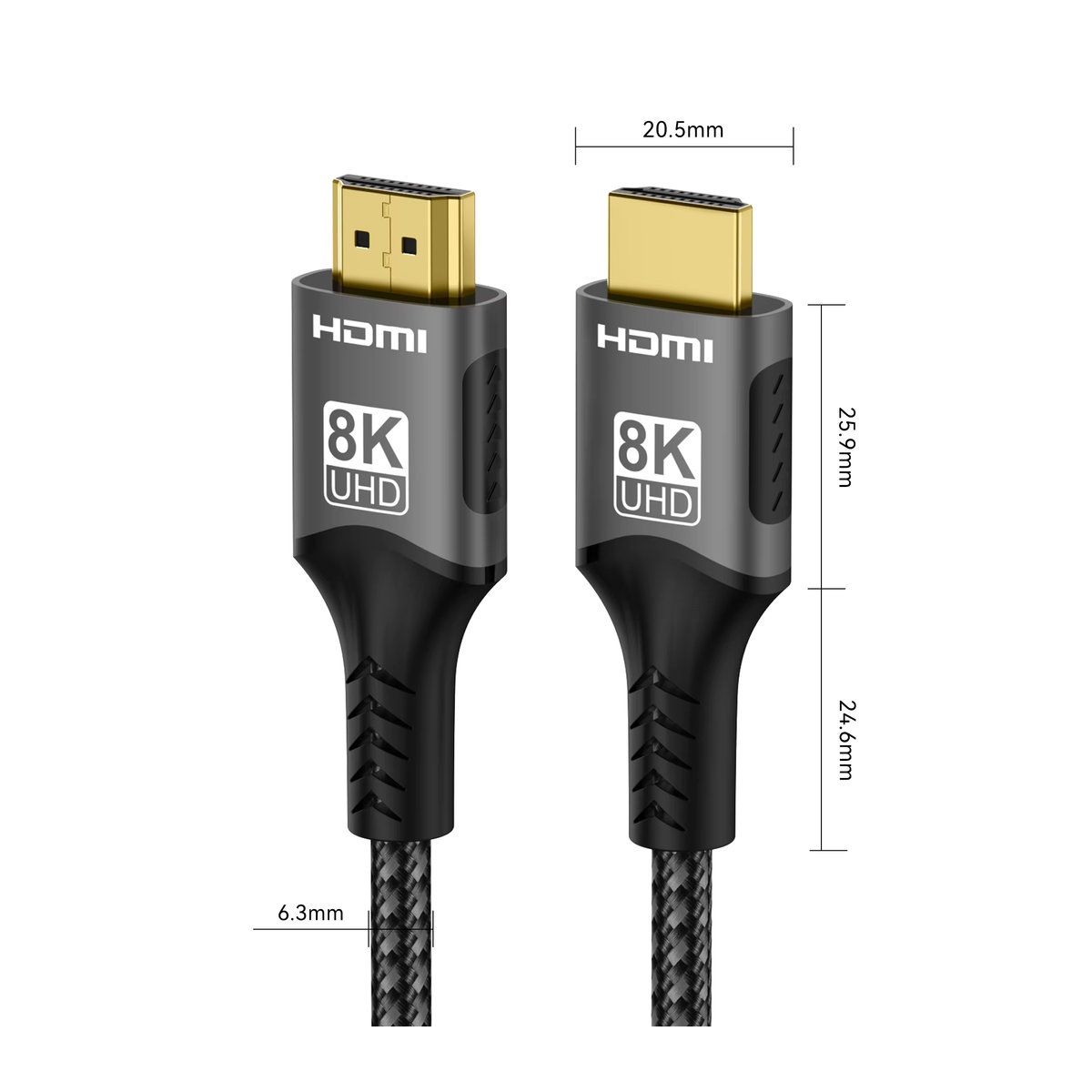 FDBOY 8K HDMI 2.1 High Speed Videokabel, geflochtenes Aluminium-Design, Schwarz - Bild 3