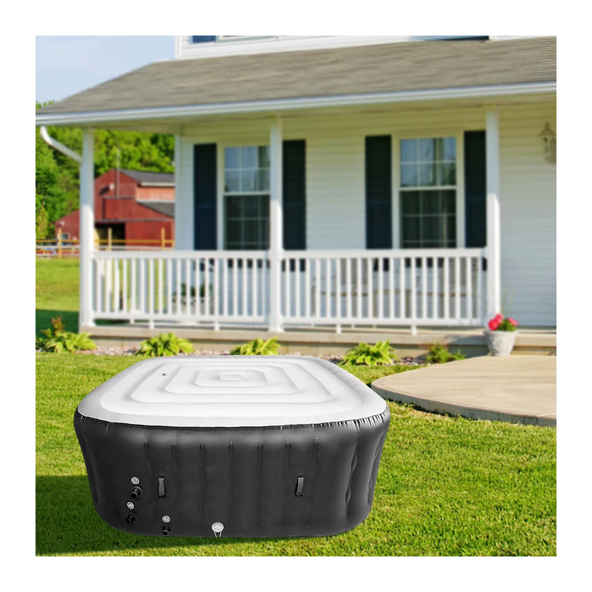 Fdit Aufblasbare Whirlpoolabdeckung aus PVC, Regensichere Energiespardeckel für Pool, Durchmesser: 128 cm - Bild 2