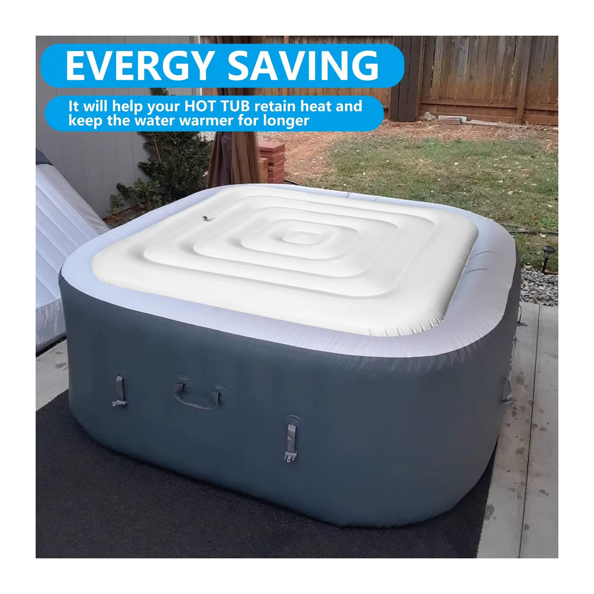 Fdit Aufblasbare Whirlpoolabdeckung aus PVC, Regensichere Energiespardeckel für Pool, Durchmesser: 128 cm - Bild 3