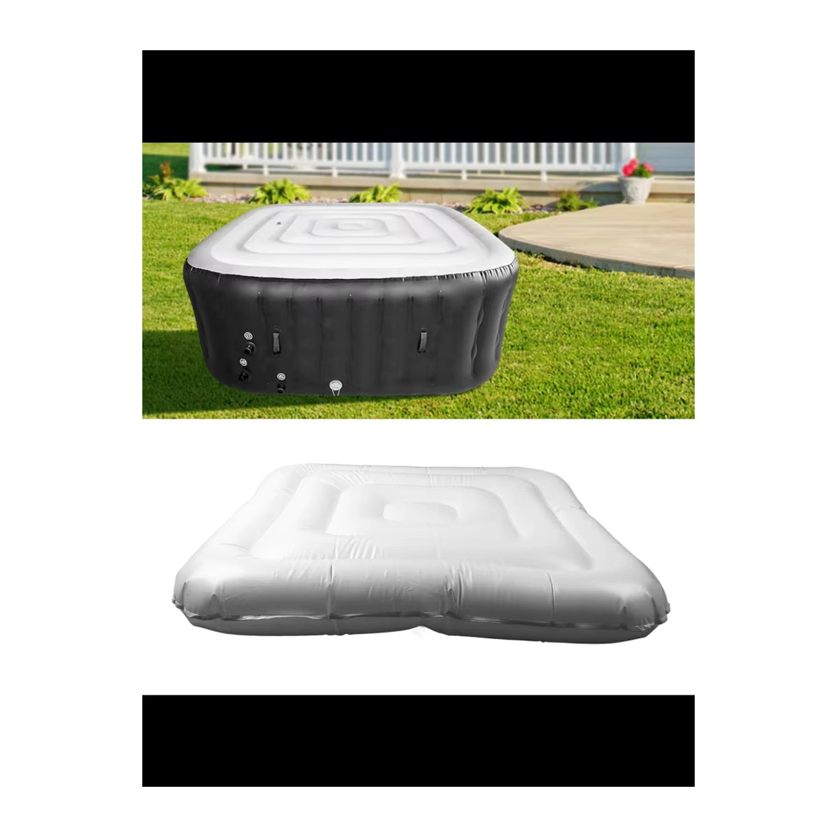 Fdit Aufblasbare Whirlpoolabdeckung aus PVC, Regensichere Energiespardeckel für Pool, Durchmesser: 128 cm - Bild 5