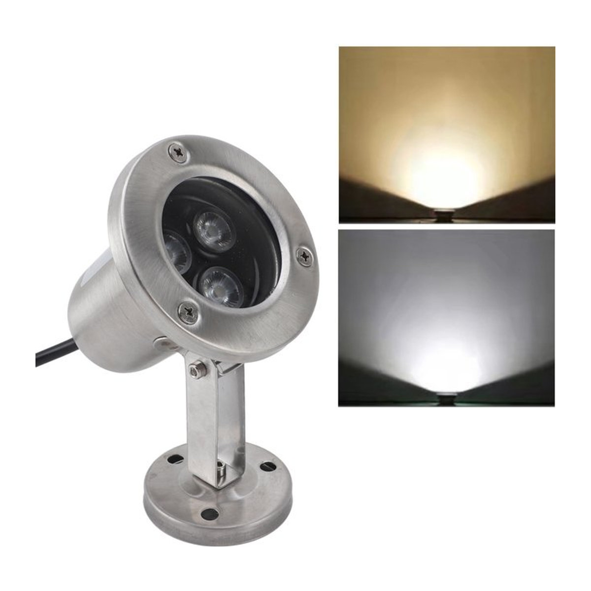 Fdit LED Unterwasser Scheinwerfer aus Edelstahl mit 3W Warmweiß IP68 wasserdichter Tauchscheinwerfer für Teich und Pool - Bild 1